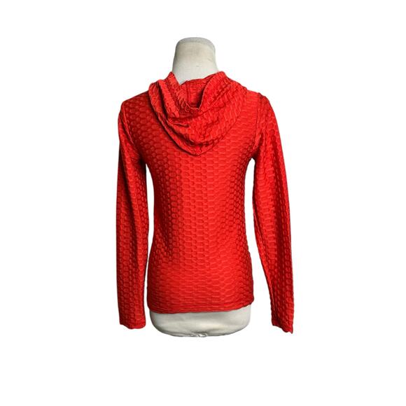 New Mix red textured long sleeves full zipper fitted hoodie jacket size S - Picture 2 of 9